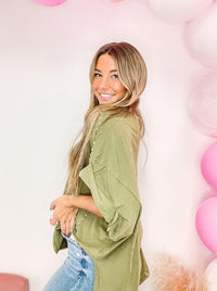 Sassy in Studs Olive Top