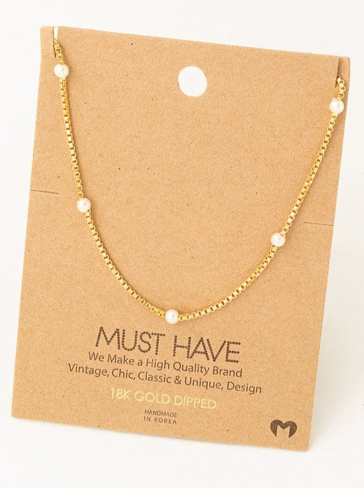 Box Chain with Pearls