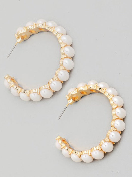 Pearly Beaded Hoops