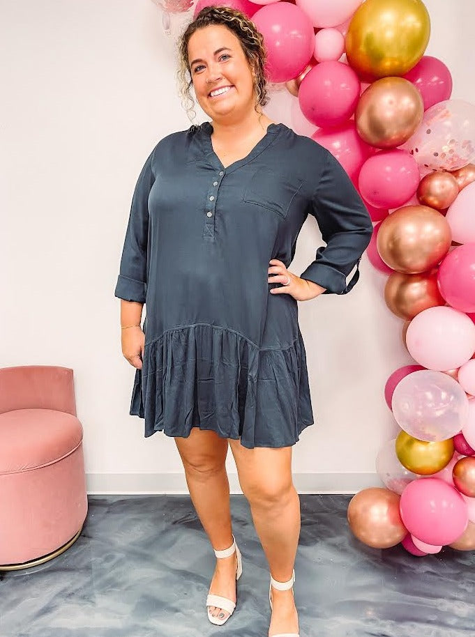 Curvy Black Ruffle Dress