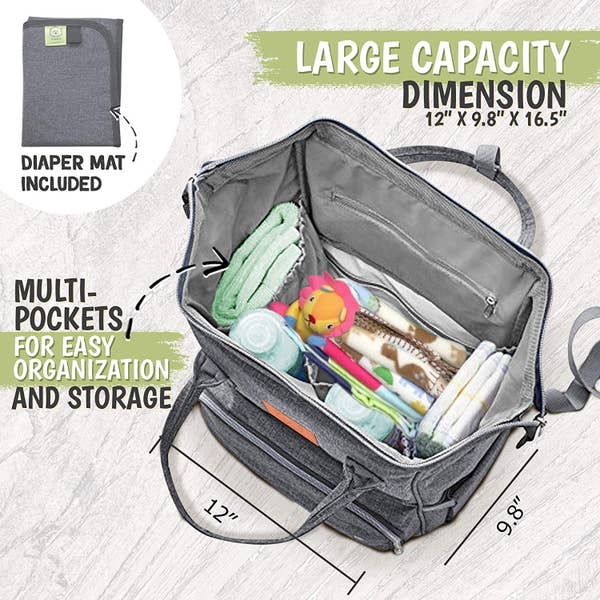 Gray Diaper Backpack - Rhinestones and Roses