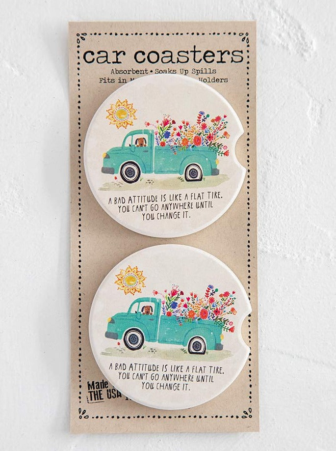 Flower Truck Car Coasters - Rhinestones and Roses