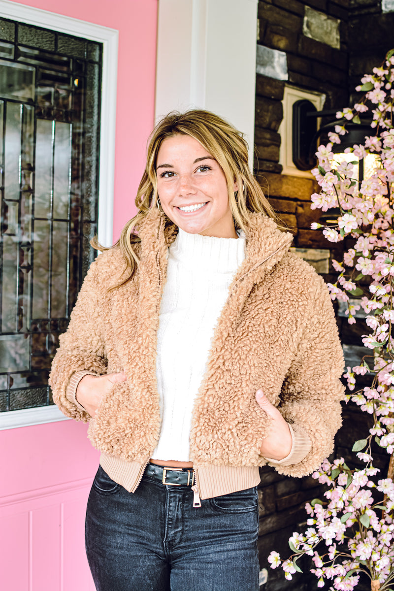 Camel High Teddy Jacket - Rhinestones and Roses
