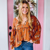 Rust Print Top - Rhinestones and Roses