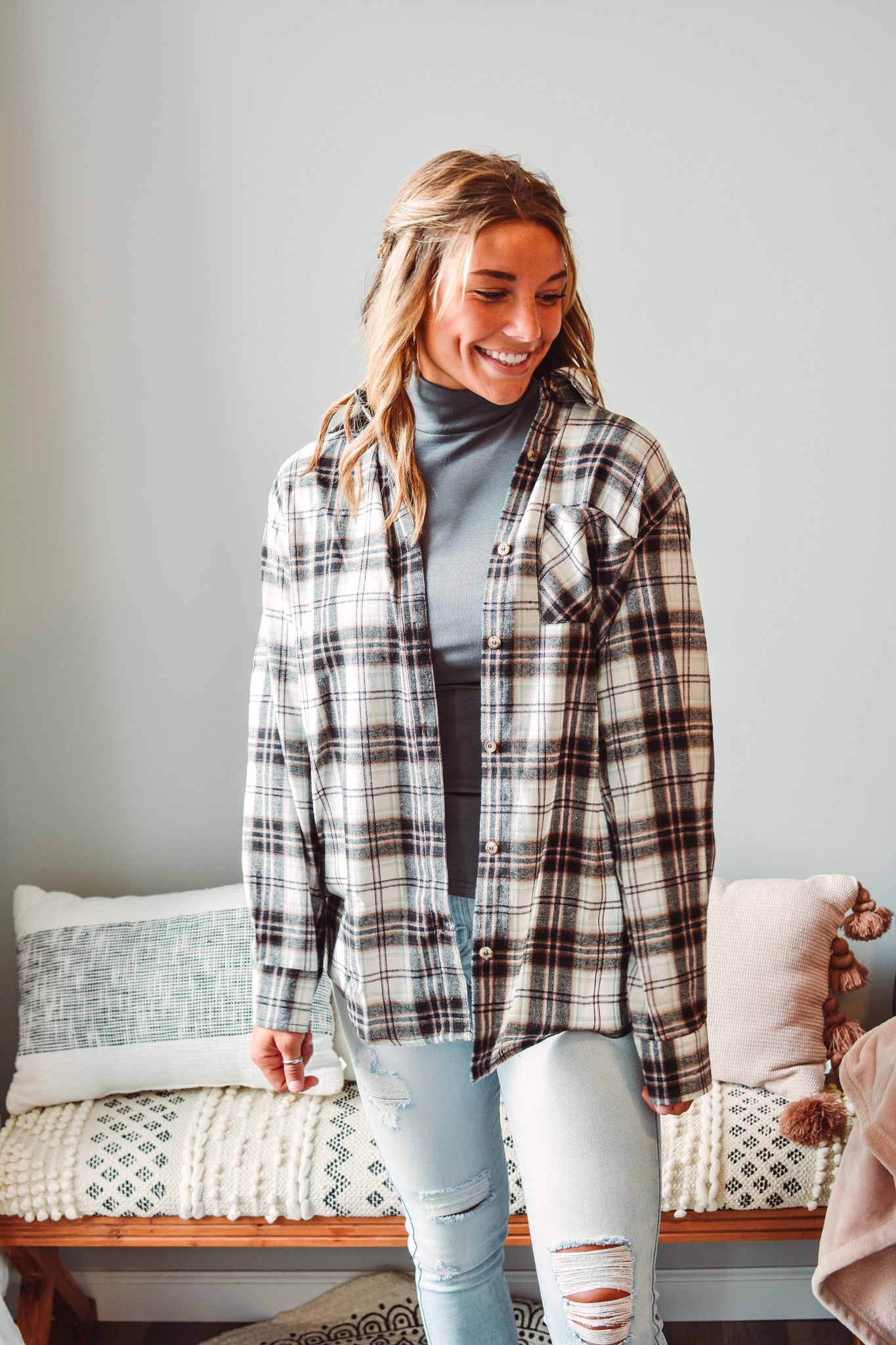 Grey Mock Top