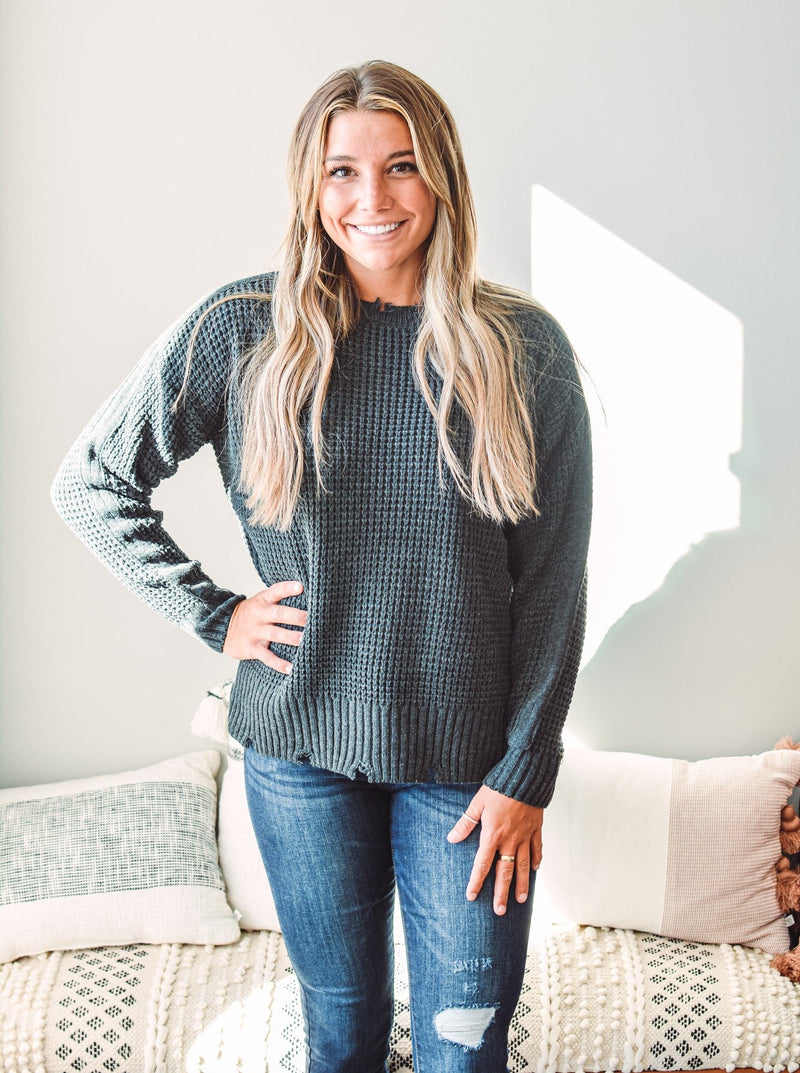 Stone Distressed Sweater