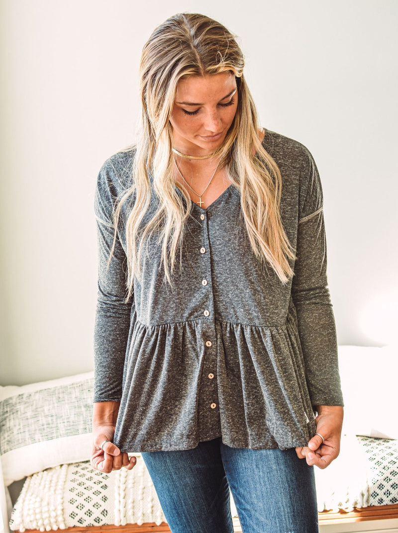 Coal Button Top