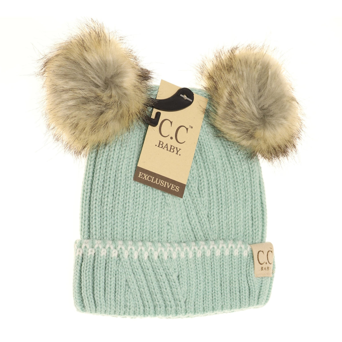 Baby double fur beanie - Rhinestones and Roses