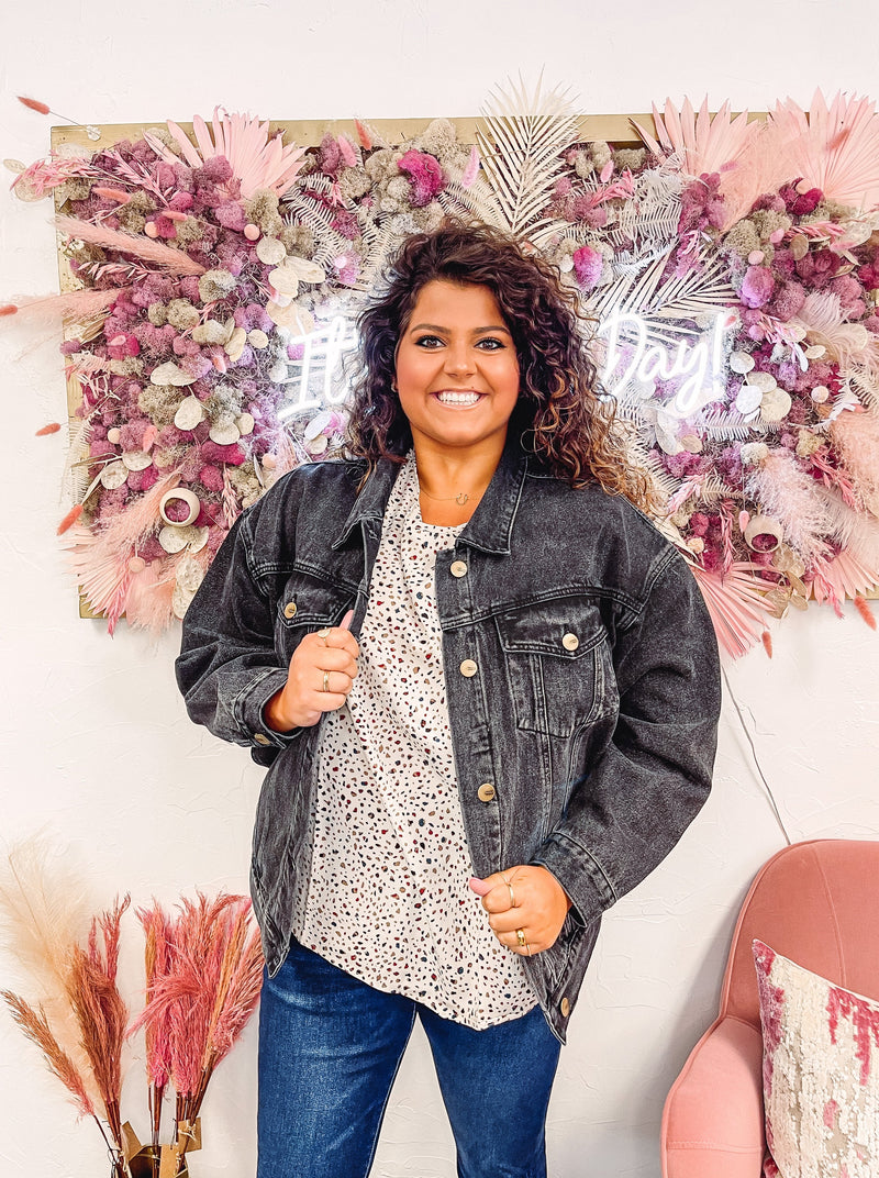 A beautiful dark denim jacket