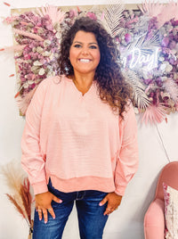 Bubble Pink Curvy Pullover