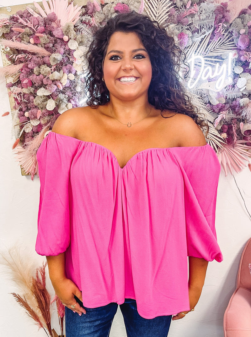 Beautiful bright pink top with wire neckline