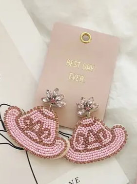 Pink Label Pink Hat Earrings