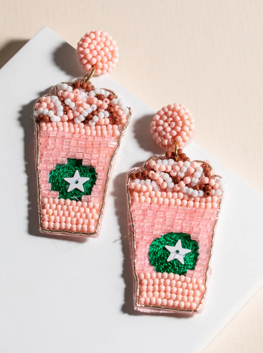 Pink Frapp Bead Earrings