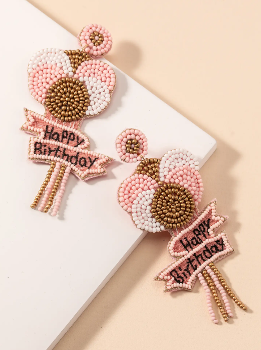 Happy Birthday Bead Earrings