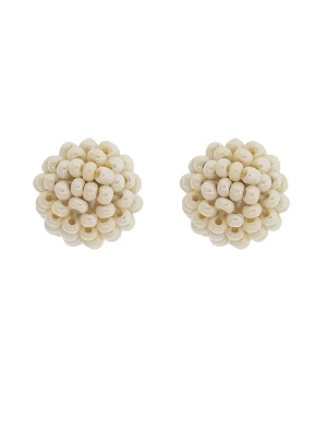 Cream Globe Studs