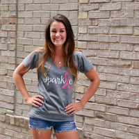 Sparkle…And Never Lose Hope! Short Sleeve V-Neck - Rhinestones and Roses