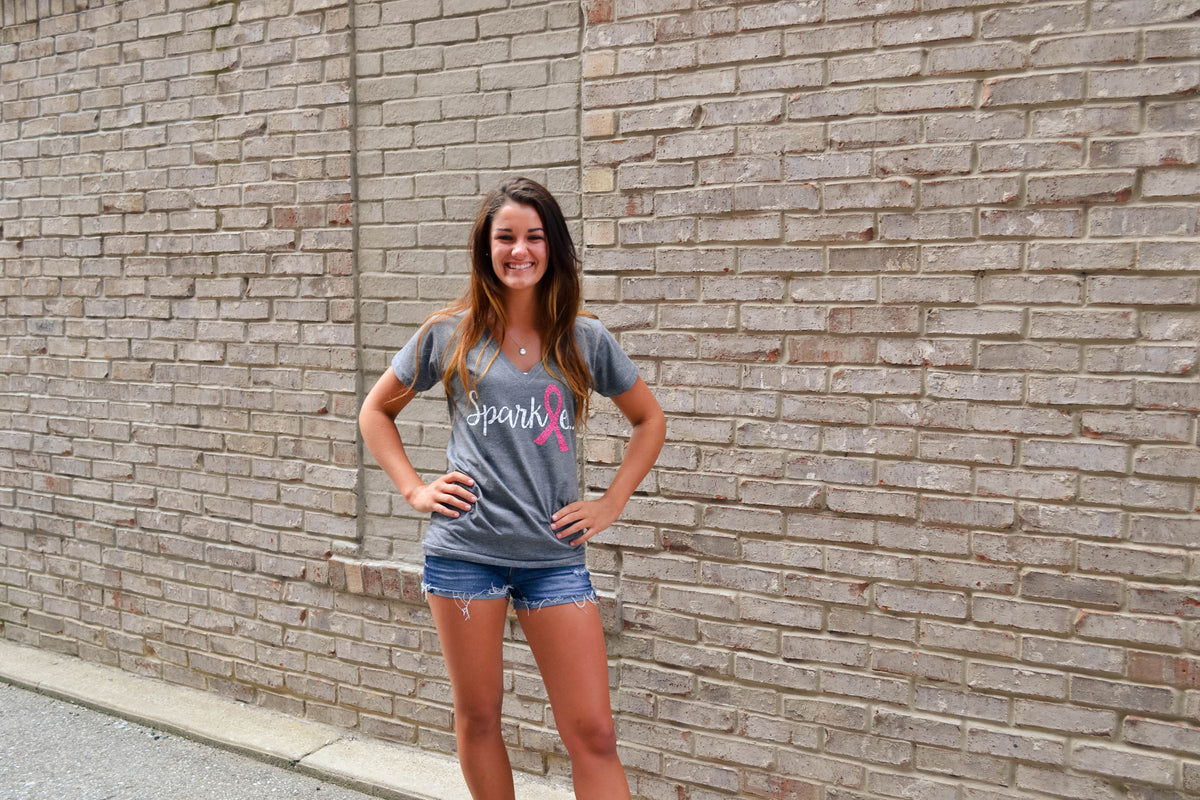 Sparkle…And Never Lose Hope! Short Sleeve V-Neck - Rhinestones and Roses