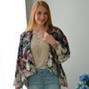 Navy Floral & Lace Kimono - Rhinestones and Roses