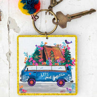 Lets Just Go Keychain - Rhinestones and Roses