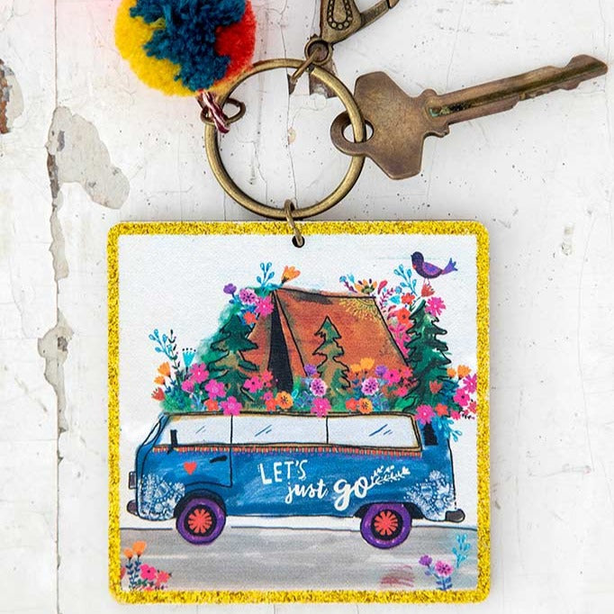 Lets Just Go Keychain - Rhinestones and Roses
