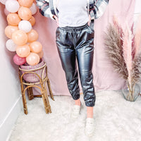 Faux Leather Jogger Pants