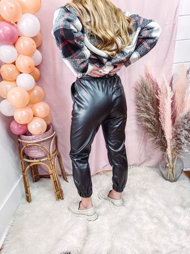 Faux Leather Jogger Pants