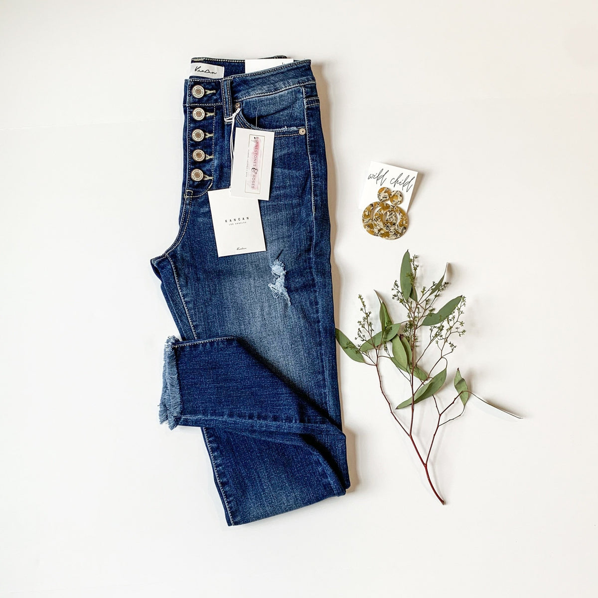 Fray Hem Ankle Skinny - Rhinestones and Roses