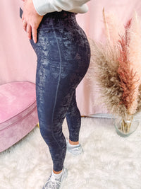 Black Foil Leggings